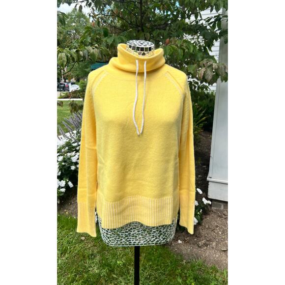 Pura Cashmere Drawstring Funnel Neck Sweater in Mango Combo Women's sz. S - Picture 1 of 6